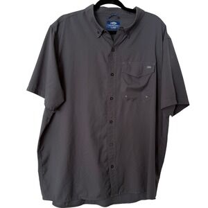 AFTCO Men's Size XL Short Sleeve Button Up Shirt Gray Fishing Vented Lightweight
